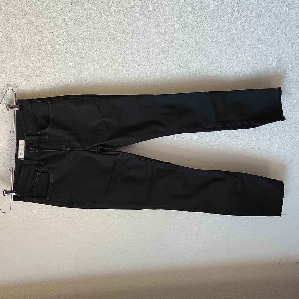 Madewell 9" Mid-Rise Skinny Crop Jeans ISKO Stay Black Raw-Hem Edition Size 24